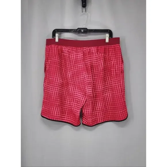 Nike Shorts Womens Extra Large Red Pink Grid Print Running Training Athletic - Picture 2 of 10